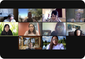 Ten community leaders on a video conference call