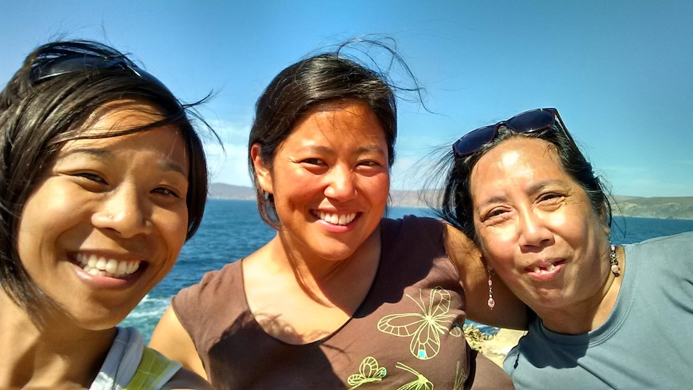 Christine pictured in Point Reyes with Co-Director Vivian Huang and immigrant rights leader Deanna Jang. Photo by Christine Cordero.